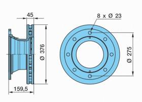 Bpw 0308834037 - DISCO DE FRENO SB3745. 8 AG. ABS