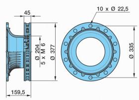 Bpw 0308834137 - DISCO DE FRENO SB3745T 10 AG. 10T A