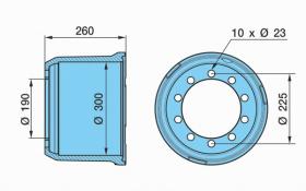 Bpw 0310946490 - TAMBOR DE FRENO SN3020 10 X  23, 1