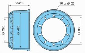 Bpw 0310967740 - TAMBOR DE FRENO SN4218 10 X  23, 2