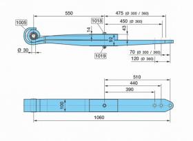 Bpw 0508212850 - BALLESTA SUSP. NEUM. RECTA 550/450-