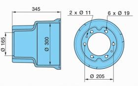 Bpw 0310534090 - TAMBOR DE FRENO  SRAD  345B 205TK  6L 12"
