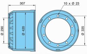 Bpw 0310677620 - TAMBOR DE FRENO RUEDA B  307B 335TK 10L