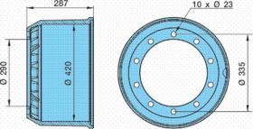 Bpw 0310977440 - TAMBOR DE FRENO F7---4220/287/290/335/23/10