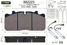 Valeo 882223 - J.PASTILLA DE FRENO  OPTIPACK CON SENSOR RENAULT