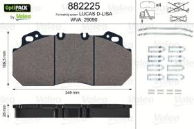 Valeo 882225 - J.PASTILLA DE FRENO  OPTIPACK DELANTERO
