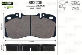 Valeo 882235 - J.PASTILLA DE FRENO  OPTIPACK  DEL+TRAS