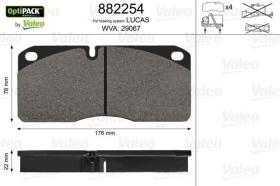 Valeo 882254 - J.PASTILLA DE FRENO  OPTIPACK  DEL+TRAS