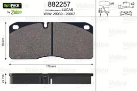 Valeo 882257 - J.PASTILLA DE FRENO  OPTIPACK  DEL+TRAS