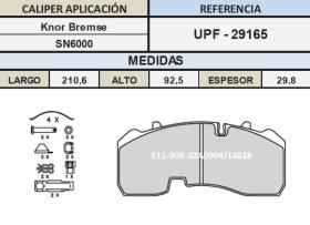 TRUCKLINE UPF29165 - JGO.PASTILLAS DE FRENO BPW TANGENCIAL PEQUEÑA