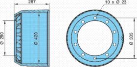 Bpw 0310977470 - TAMBOR DE FRENO F7-RI4220/287/290/335/23/10