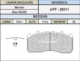 TRUCKLINE UPF29211 - JGO.PASTILLAS FRENO ELSA EX225-2