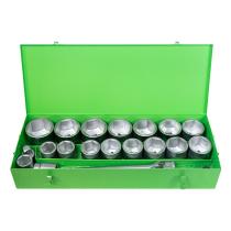 JBM Herramientas 51616 - ESTUCHE METÁLICO CON 22 PIEZAS DE AUTOCLÉ DE 1" EN HEXAGONAL