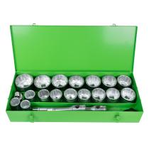 JBM Herramientas 51855 - ESTUCHE METÁLICO CON 22 PIEZAS DE AUTOCLÉ DE 1" EN 12 CANTOS