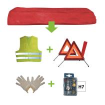 JBM Herramientas 52778 - KIT EMERGENCIA BOLSA ROJA + MK H7 + CHALECO + TRIANG. + GUAN