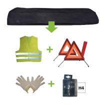 JBM Herramientas 52781 - KIT EMERGENCIA BOLSA NEGRA + MK H4 + CHALECO + TRIANG. + GUA