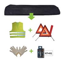 JBM Herramientas 52783 - KIT EMERGENCIA BOLSA NEGRA + MK H7+H1 + CHALECO + TRIANG. +