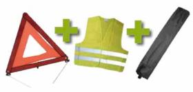 JBM Herramientas 53093 - KIT EMERGENCIA BOLSA MINI NEGRA +TRIANGULO+CHALECO