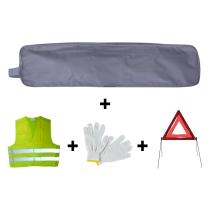JBM Herramientas 53178 - KIT EMERGENCIA BOLSA GRIS RIBETE+TRIANGULO+CHALECO+GUANTES