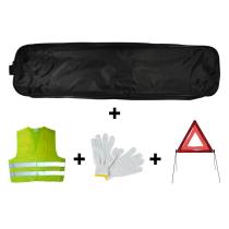 JBM Herramientas 53179 - KIT EMERGENCIA BOLSA NEGRA RIBETE+TRIANGULO+CHALECO+GUANTES