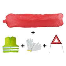 JBM Herramientas 53180 - KIT EMERGENCIA BOLSA ROJA RIBETE+TRIANGULO+CHALECO+GUANTES