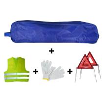 JBM Herramientas 53181 - KIT EMERGENCIA BOLSA AZUL RIBETE+2TRIANGULOS+CHALECO+GUANTES