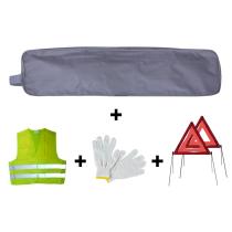 JBM Herramientas 53182 - KIT EMERGENCIA BOLSA GRIS RIBETE+2TRIANGULOS+CHALECO+GUANTES