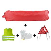 JBM Herramientas 53184 - KIT EMERGENCIA BOLSA ROJA RIBETE+2TRIANGULOS+CHALECO+GUANTES