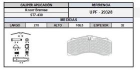 TRUCKLINE UPF29328 - JGO PASTILLAS FRENO AD KNORR ST7