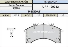 TRUCKLINE UPF29032 - JGO.PASTILLAS DE FRENO IVECO EUROCARGO