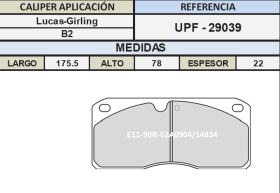 TRUCKLINE UPF29039 - JGO.PASTILLAS DE FRENO VOLVO FL