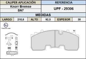 TRUCKLINE UPF29306 - JGO.PASTILLAS DE FRENO BPW SKH ECO PLUS / MAXX /