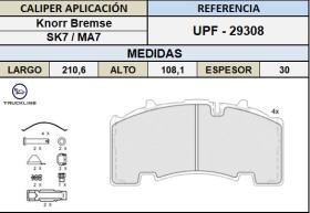 TRUCKLINE UPF29308 - JGO.PASTILLAS DE FRENO BPW SH / KNORR SK7 / MA7