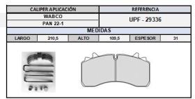 TRUCKLINE UPF29336 - JGO PASTILLA FRENO APL SA