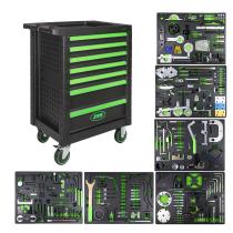 JBM Herramientas 53951 - CARRO DE HERRAMIENTAS ESPECIAL KIT DE CALADO 7 CAJONES VERDE