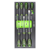 JBM Herramientas 53944 - SET DE 7 DESTORNILLADORES PLANO CON MÓDULO EVA CARBONO