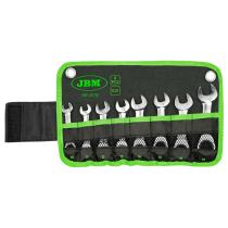 JBM Herramientas 54110 - SET DE 8 LLAVES COMBINADAS CORTAS CON TRINQUETE