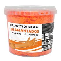 MUNDO GUANTE B15020M - CUBO GUANTE DIAMANTADO NARANJA 7 MICRAS 150 UNDS. TALLA M